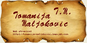 Tomanija Maljoković vizit kartica